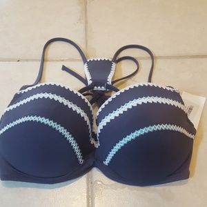 Shade & Shore Navy and White Bikini Top